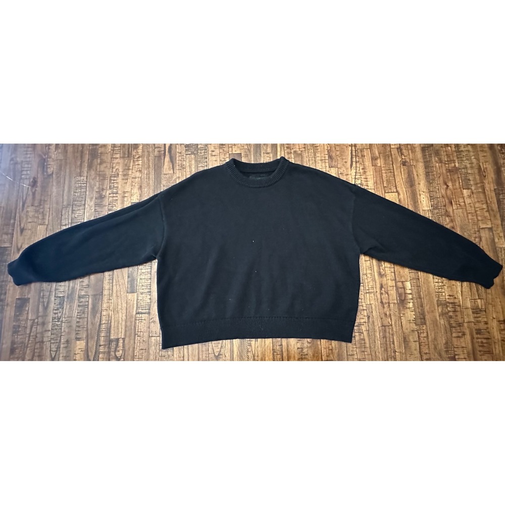 PacSun Mens Black Knit Crewneck Sweater Size Medium Solid Pullover Boxy Casual